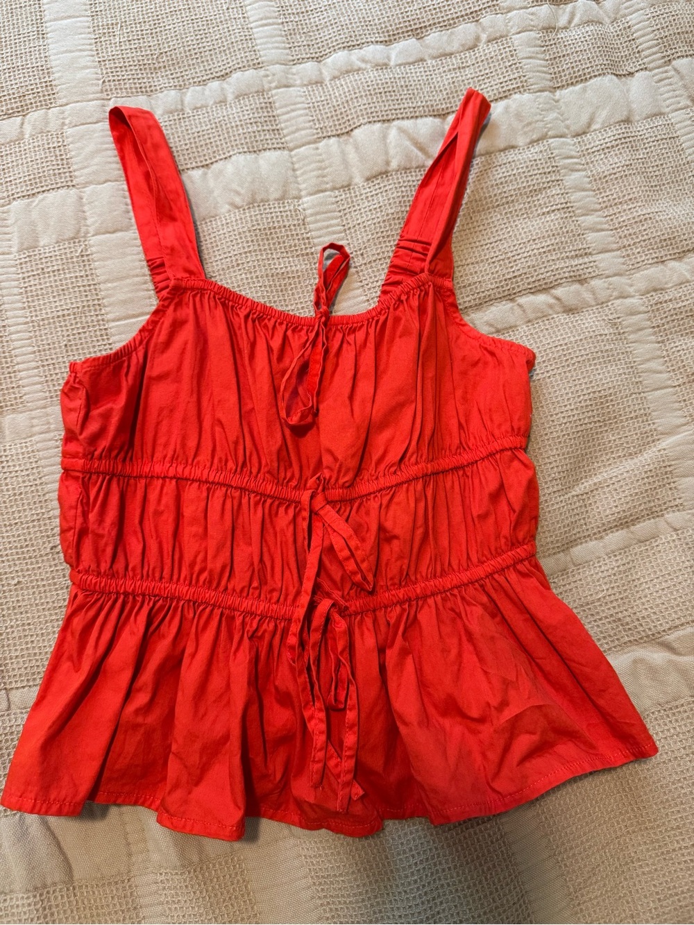 Red Tiered Tie-Front Women's Tank Top
